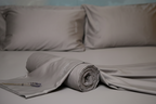100% organic cotton king size bedsheet set in soft grey for all-season comfort.