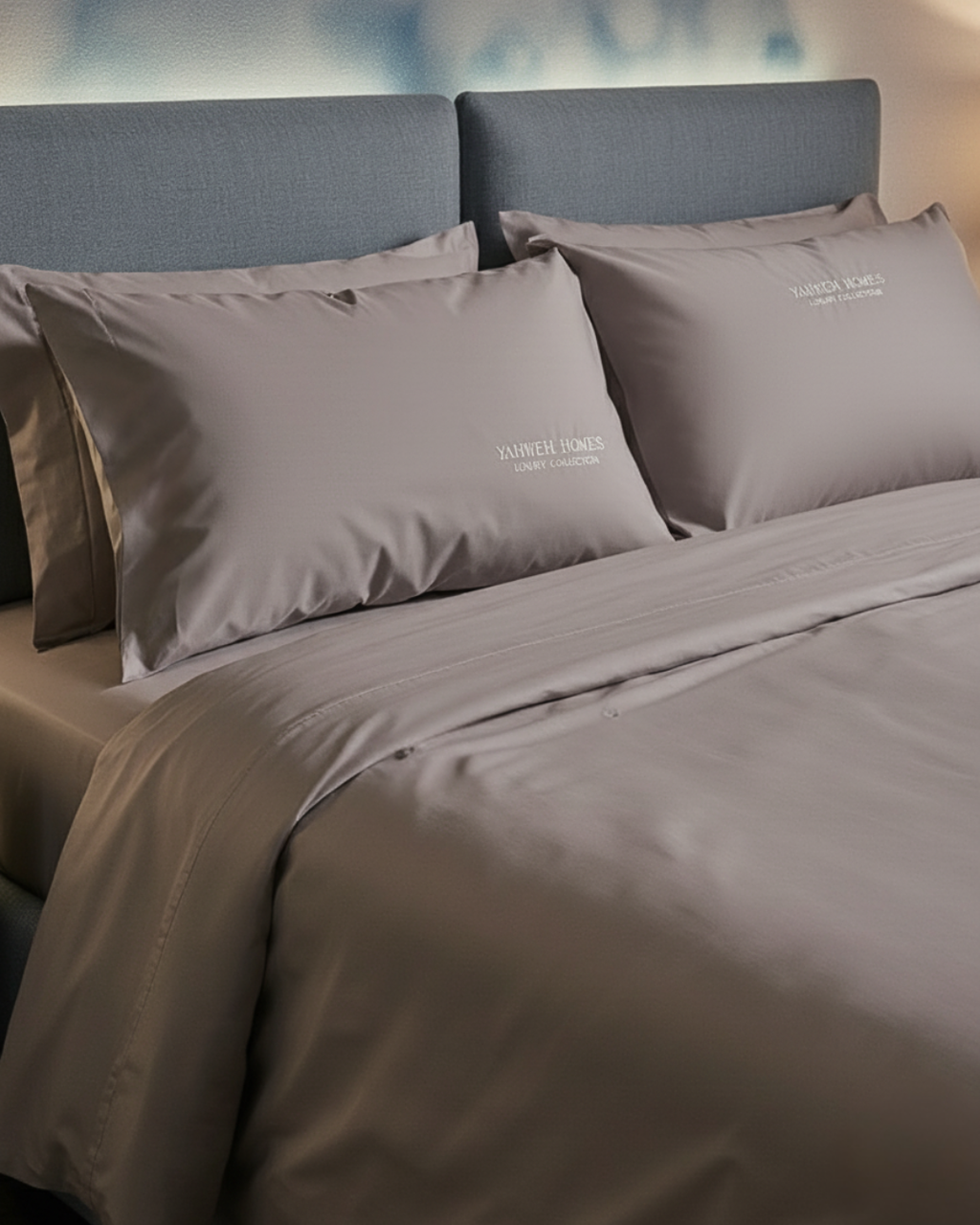 Ash Grey queen size bedsheets crafted from 100% organic cotton fibers.