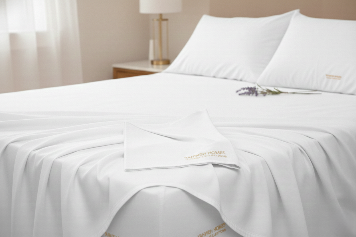 100% organic cotton queen bedsheets in classic white with breathable weave for elegant bedrooms